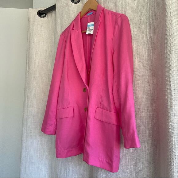 J. McLaughlin Vesta Linen Blend Blazer Persian Pink 10 (see description re flaw) - Picture 4 of 16